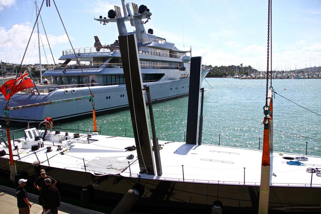 The daggerboards dominate the midships area - Beau Geste - November 21, 2013 © Richard Gladwell www.photosport.co.nz